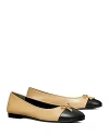 Tory Burch Claire Cap Toe Ballet Flat In Ginger Shortbread