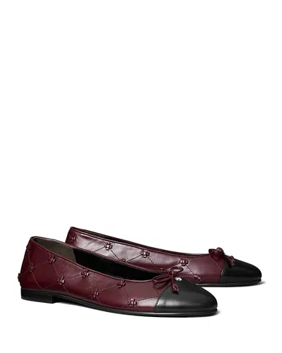 Tory Burch Women's Bunny Knot Cap Toe Ballet Flats In Brown