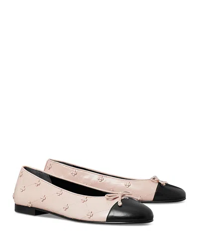 Tory Burch Women's Bunny Knot Cap Toe Leather Ballet Flats In Gold