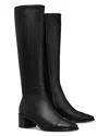 Tory Burch Black Boots With Gold-colored Logo Plate In Perfect Black