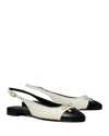 Tory Burch Ballerine Cap-toe In Pelle Avorio Donna In Light Cream