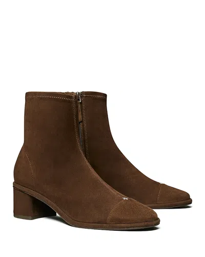 Tory Burch Women's Cap Toe Suede Ankle Boots In Brown
