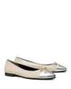 Tory Burch Women's Capped Toe Ballet Flats In Oyster/silver