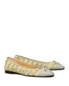 Tory Burch Ballerinas Mit Kontrastkappe In Yellow Multi