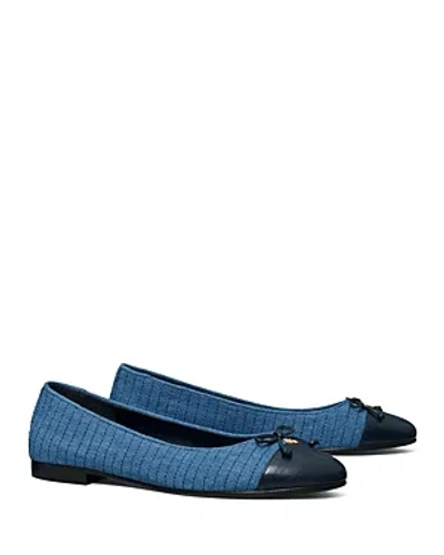 Tory Burch Women's Capped Toe Quilted Ballet Flats In Denim
