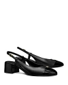 Tory Burch Leather Embellished Slingback Pumps 45 In Perfect Black