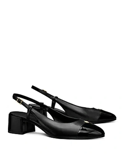 Tory Burch Women's Capped Toe Slip On Slingback Pumps In Perfect Black