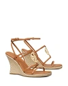 Tory Burch 85mm Capri Miller Espadrille Wedges Caramel Corn / Gold In Caramel