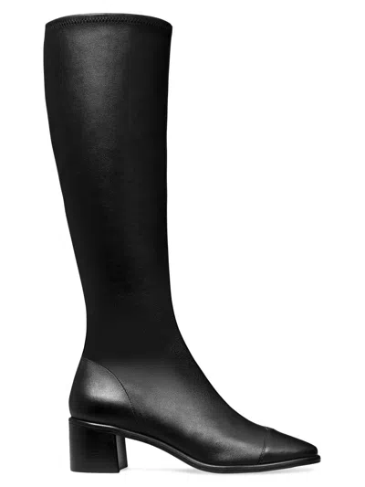Tory Burch Women's Cap-toe 55mm Leather Knee-high Boots In Black