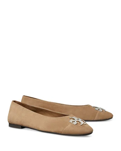 Tory Burch Women's Charlie Suede Cap Toe Ballet Flats In Brown