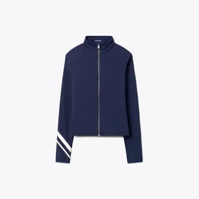 Tory Burch Chevron Full-zip Jacket In Blue