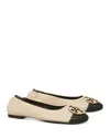 Tory Burch Woman Ballet Flats Chocolate Brown Size 8 Leather In New Cream/black/gold