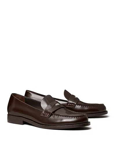Tory Burch Penny Leather Loafers In Brown