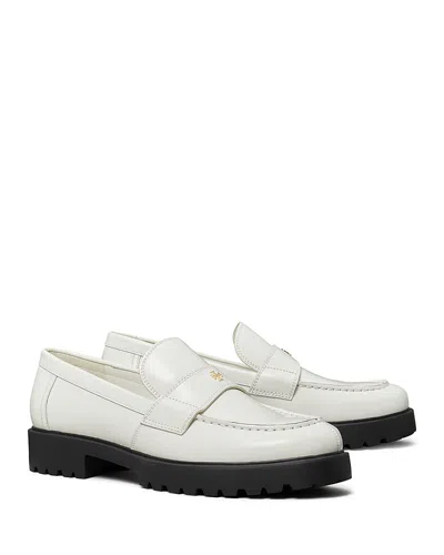 Tory Burch White Loafer With Logo Plate