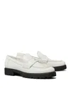 Tory Burch White Loafer With Logo Plate In White
