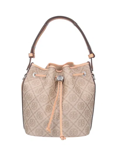 Tory Burch Women's Cotton-blend Shoulder Bag With Leather Trim In White