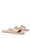Tory Burch Double T Deco Burch Slide In Shell Rose