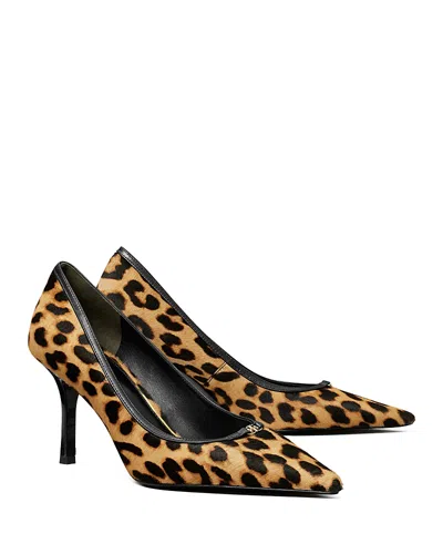 Tory Burch Double T Buckle Pumps 80mm Classic Leopard In Natural