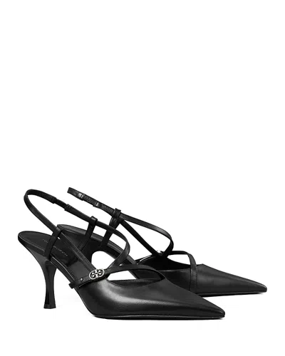 Tory Burch Women's Double T Buckle Strap Pumps In Black