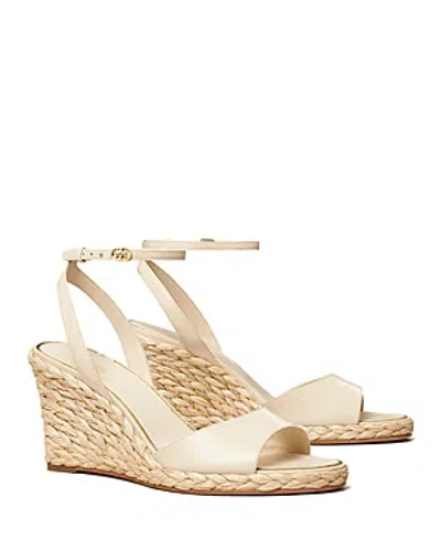 Tory Burch Women's Double T Buckled Espadrille Wedge Sandals In New Cream