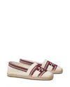 Tory Burch Logo Jacquard Espadrille Flat In Ash White/vino