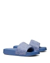 Tory Burch Double T Slide Pool Sandals In Saphire Blue