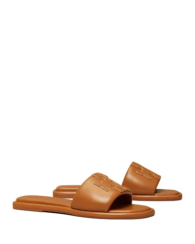 Tory Burch Double T Sport Slide Sandals In Brown
