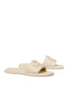 Tory Burch Double T Sport Slides Dulce De Leche/gold In Neutral