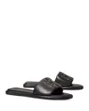 Tory Burch Ines Logo-patch Slides In Perfect Black