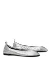 Tory Burch Woman Ballet Flats Silver Size 8 Leather In Silver