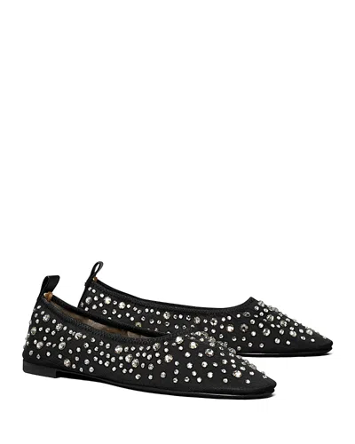 TORY BURCH WOMEN'S EDDIE CRYSTAL BALLET FLATS