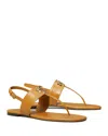 Tory Burch Women's Eleanor Thong Toe Logo Sandals In Brown