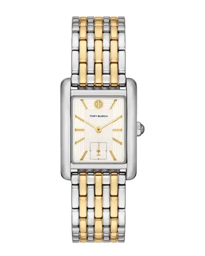 Tory Burch The Eleanor Three-hand Two-tone Stainless Steel Watch In Ivory/two-tone