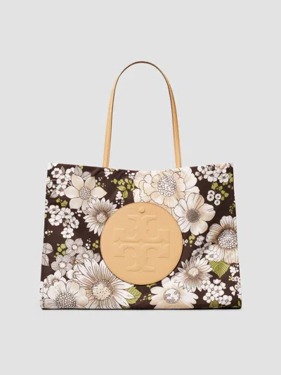 Tory Burch Women's Ella Printed Tote Bag In Floral Green Brown