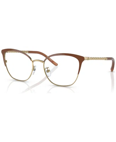 Tory Burch Women's Eyeglasses, Ty1076 51 In Shiny Gold,camel