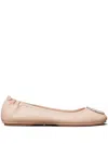 Tory Burch Minnie Pavé Leather Ballerina Shoes In Powder