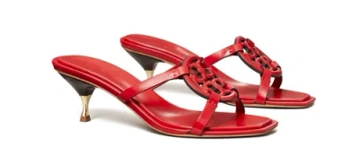 Pre-owned Tory Burch Women Footwear Geo Bombe Miller Low Heel 55mm Sandals Triple Red