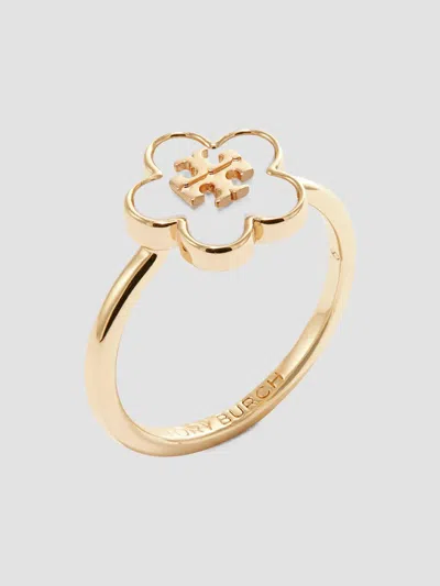 Tory Burch Women's Forget Me Not 18k-gold-plated & Mother-of-pearl Ring In Tory Gold Ivory