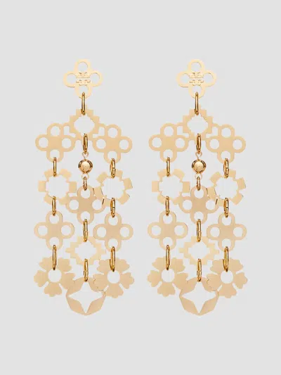 Tory Burch Women's Forget Me Not 18k-gold-plated Chandelier Earrings In Gray