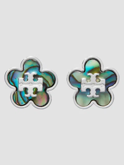 Tory Burch Forget Me Not Mother Of Pearl Stud Earrings. In Silver