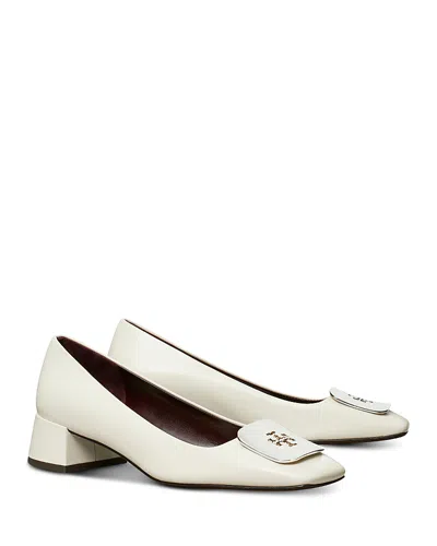 Tory Burch Women's Georgia Square Toe Embellished Pumps In White