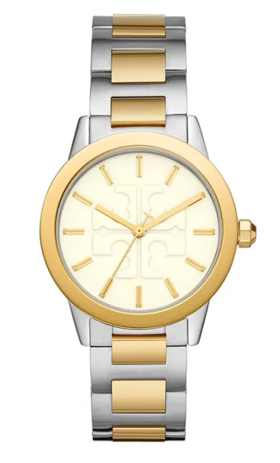 Pre-owned Tory Burch Women's Gigi Two-tone Stainless Steel Bracelet Watch 36mm Tbw2025