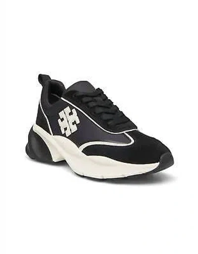 Pre-owned Tory Burch Women's Good Luck Trainer Perfect Sneakers In Black/ivory - Size 6.5