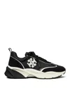 Tory Burch Good Luck Black And White Sneakers With Double T Detail In Tech Jersey And Fabric Woman In Perfect Black