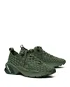 Tory Burch Good Luck Woven Trainer In Dark Green