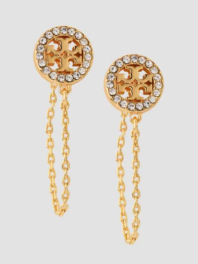 Tory Burch Women's Icon 18k-gold-plated & Cubic Zirconia Logo Chain Drop Earrings