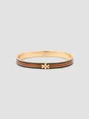 Tory Burch Kira Stripe Enamel Bangle In Brown
