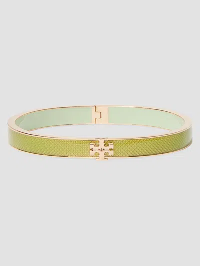 Tory Burch Medium Icon Guilloché Enamel Bracelet In Green