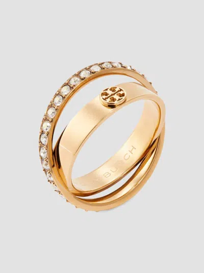 Tory Burch Women's Icon Pavé Double Ring In Tory Gold Crystal