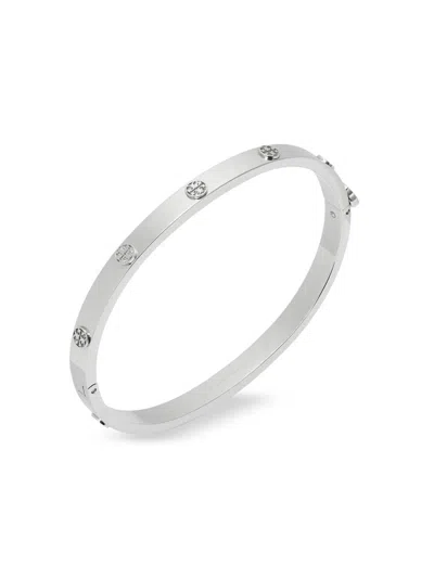 Tory Burch Women's Icon Stainless Steel Logo Bangle In Silver